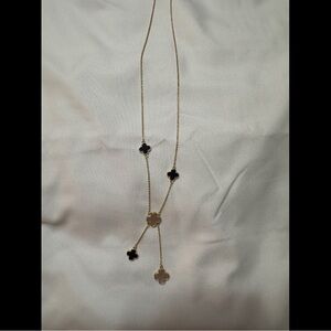 Chic Gold and Black Clover Necklace